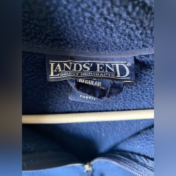 Lands End Embroidered Carmel Royal Blue Full Zip Fleece - Picture 4 of 5
